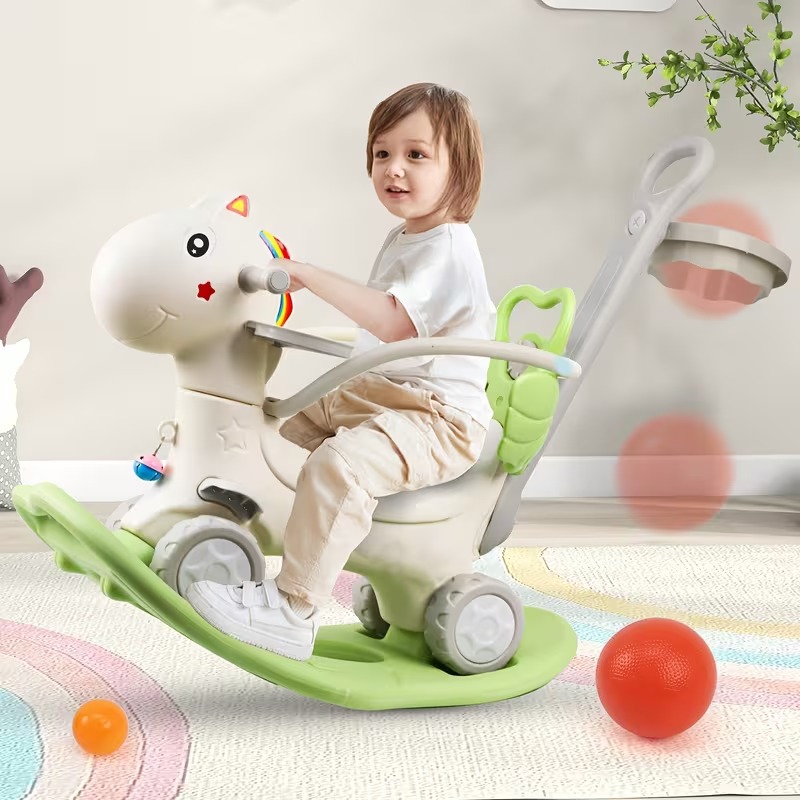 Rocking Horse and Ride-On Toy with Basketball Hoop