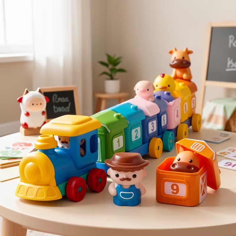 Farm Number Train Toy Set